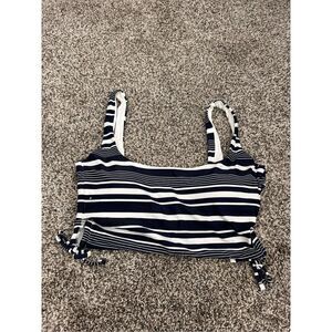 ‼️Sale‼️Aerie black and white striped bikini top size medium
